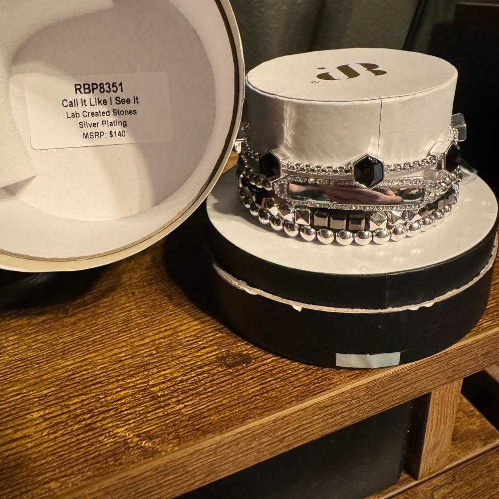 Silver Plated Bracelet with Black Accents